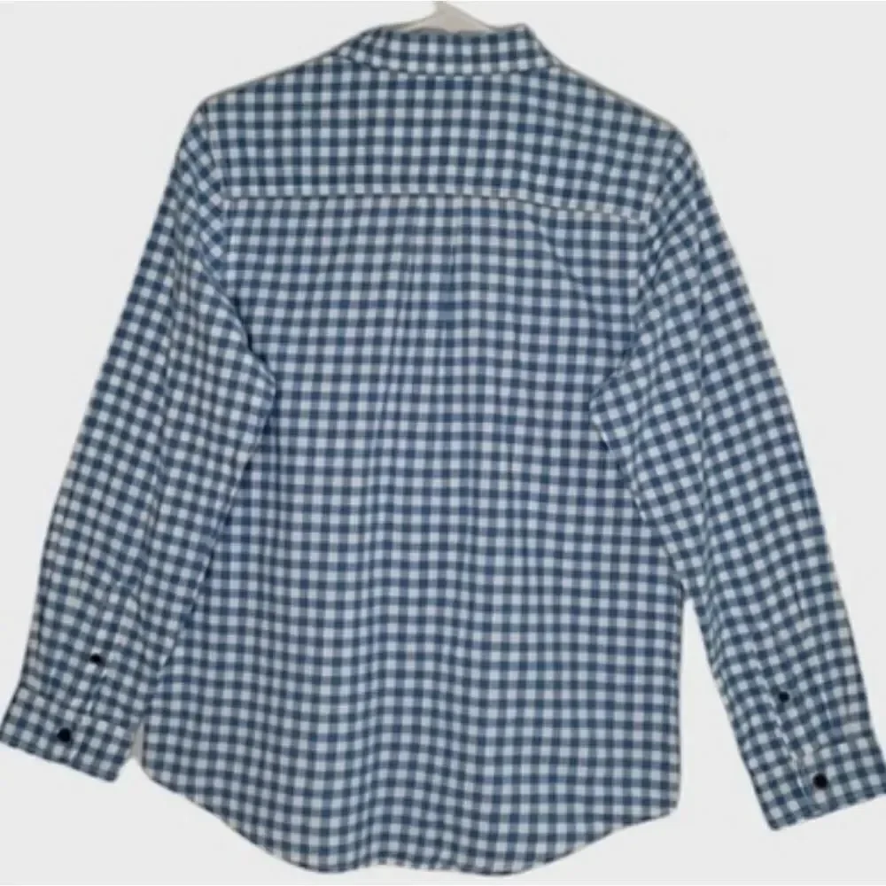 Cat & Jack Target Brand Long Sleeve Plaid Button Shirt Bluebell Blue White Plaid